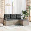 vidaXL Sofa Set mit Kissen mit Speicher 4 pcs Hellgrau Poly-Rattan