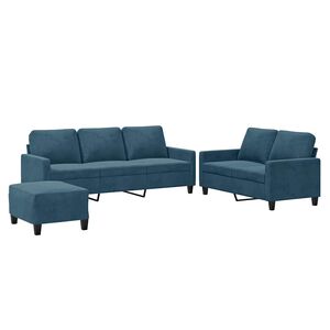 vidaXL 3-tlg. Sofagarnitur mit Kissen Blau Samt