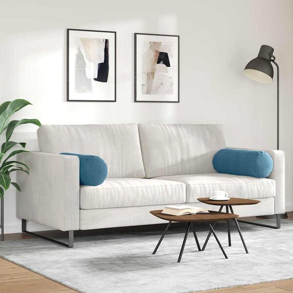 vidaXL Bolsterkissen 2 St&uuml;ck Blau &Oslash; 25 x 70 cm Cordstoff
