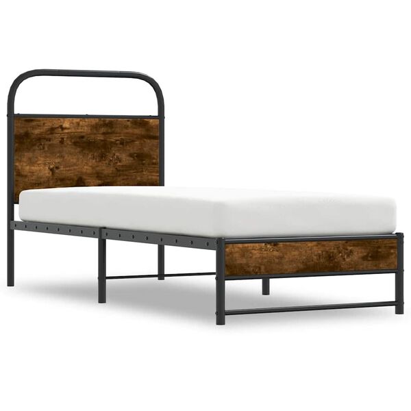 vidaXL Bettgestell ohne Matratze 80x200 cm R&auml;uchereiche Holzwerkstoff