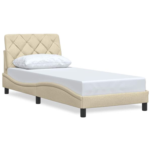 vidaXL Bettgestell ohne Matratze Creme 90x200 cm Stoff