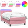 vidaXL Boxspringbett mit Matratze & LED Rosa 100x210 cm Samt