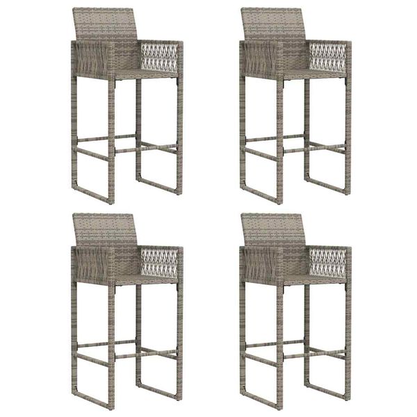 vidaXL 5-tlg. Gartenbar-Set ohne Kissen Grau Poly Rattan Akazie
