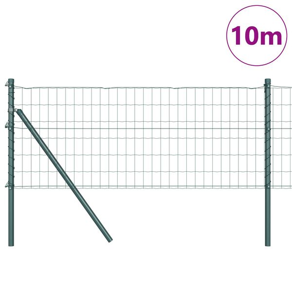 vidaXL Zaun mit Pfosten Gr&uuml;n 0,6 x 10 m Stahl und PVC