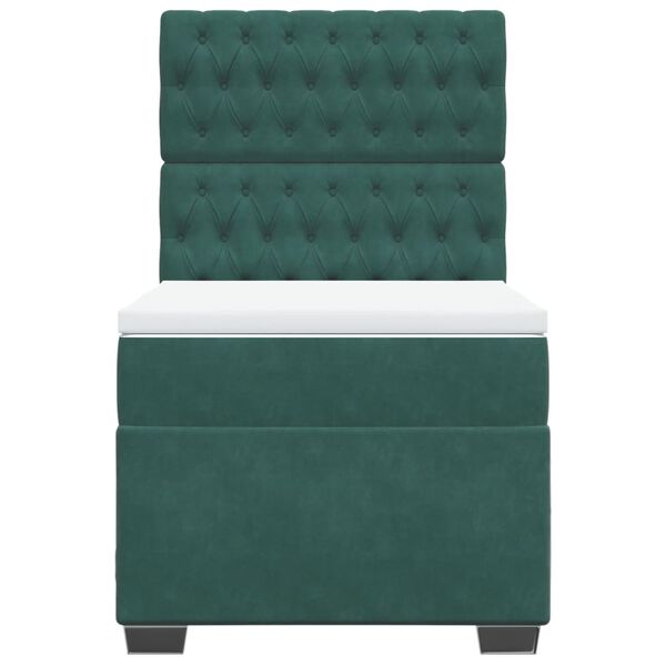 vidaXL Boxspringbett mit Matratze Dunkelgr&uuml;n 90x200 cm Samt