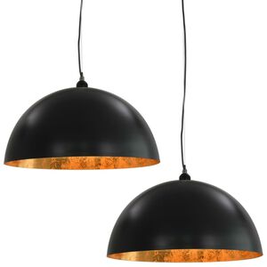 vidaXL Deckenleuchten 2 Stk. Schwarz und Gold Halbkugelf&ouml;rmig 50cm E27
