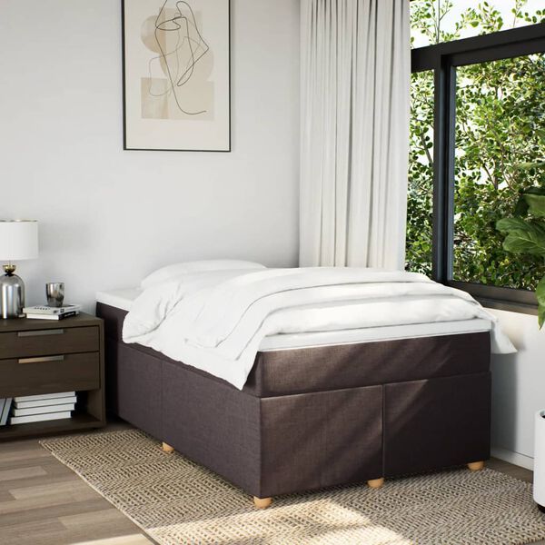 vidaXL Boxspringbett mit Matratze Dunkelbraun 120x190 cm Stoff