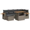 vidaXL 7-tlg. Garten-Sofagarnitur mit Kissen Grau Poly Rattan Akazie