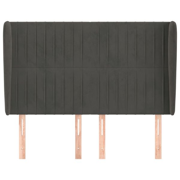 vidaXL Kopfteil mit Ohren Dunkelgrau 147x23x118/128 cm Samt