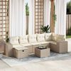 vidaXL 7-tlg. Garten-Sofagarnitur mit Kissen Beige Poly Rattan