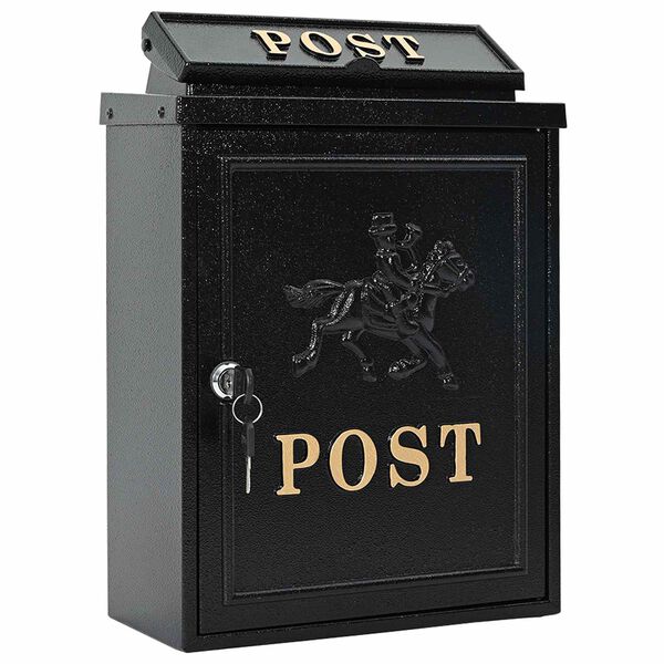 vidaXL Wandmontierter Briefkasten mit Speicher Schwarz 29 x 13 x 41 cm