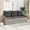 vidaXL Sofa Set mit Kissen 3 pcs Hellgrau Poly-Rattan