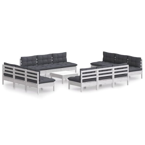 vidaXL 13-tlg. Garten-Lounge-Set mit Anthrazit Kissen Kiefernholz