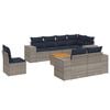 vidaXL 9-teiliges Gartensofa-Set mit Kissen, grau, Polyrattan