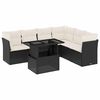 vidaXL 7-tlg. Garten-Sofagarnitur mit Kissen Schwarz Poly Rattan
