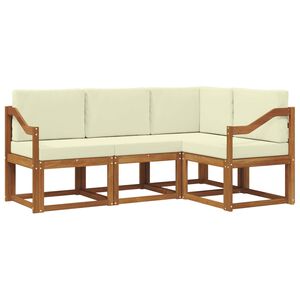 vidaXL Outdoor-Sofagarnitur mit Kissen 4 pcs Natur und Creme