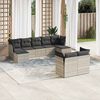 vidaXL 9-tlg. Garten-Sofagarnitur mit Kissen Hellgrau Poly Rattan
