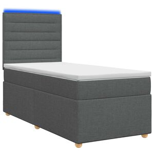 vidaXL Boxspringbett mit Matratze Dunkelgrau 100 x 200 cm Stoff