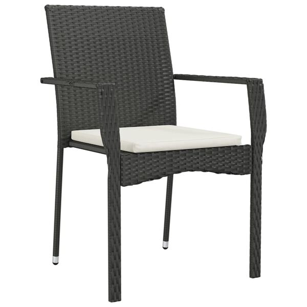 vidaXL Gartenst&uuml;hle mit Kissen 2 Stk. Poly Rattan Schwarz