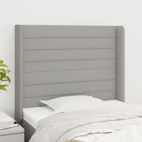 vidaXL Kopfteil mit Ohren Hellgrau 83x16x118/128 cm Stoff