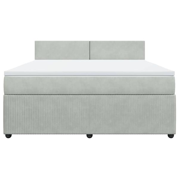 vidaXL Boxspringbett mit Matratze Hellgrau 180x200 cm Samt