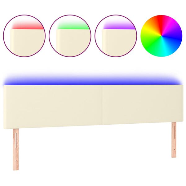 vidaXL LED Kopfteil Creme 160x5x78/88 cm Kunstleder