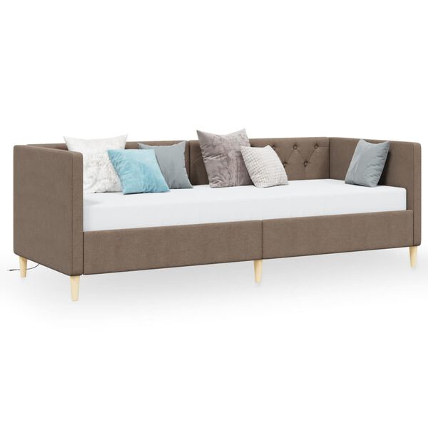 vidaXL Tagesbett USB Taupe Stoff 90x200 cm