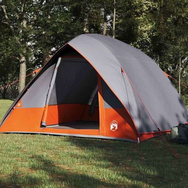 vidaXL Campingzelt mit Dach Grau und Orange 275 x 230 x 140 cm Taft