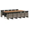 vidaXL 11-tlg. Garten-Essgruppe mit Kissen Grau Poly Rattan