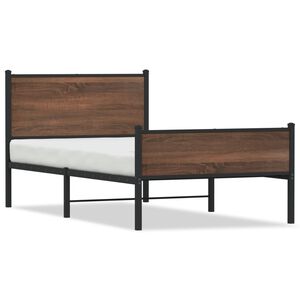 vidaXL Metallbett ohne Matratze Eichen-Optik 100x190 cm