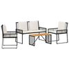 vidaXL Gartenm&ouml;bel Set 4 Stk. Schwarz und Cremewei&szlig; Poly-Rattan