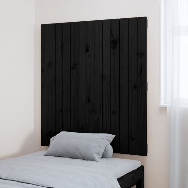 vidaXL Wand-Kopfteil Schwarz 82,5x3x90 cm Massivholz Kiefer