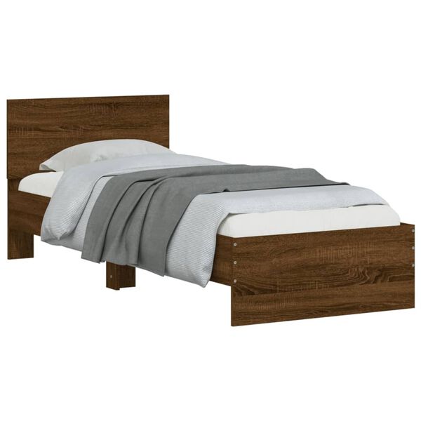 vidaXL Bettgestell ohne Matratze mit Kopfteil Braun Eiche 75x190 cm