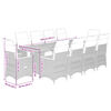 vidaXL 11-tlg. Garten-Bistro-Set mit Kissen Schwarz Poly Rattan