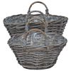 vidaXL Blumentopfkorb mit Speicher 2 pcs Grau Lacak Rattan