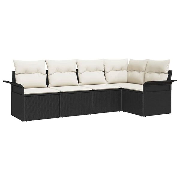 vidaXL Gartensofa-set mit Speicher 5 pcs Schwarz Poly-Rattan
