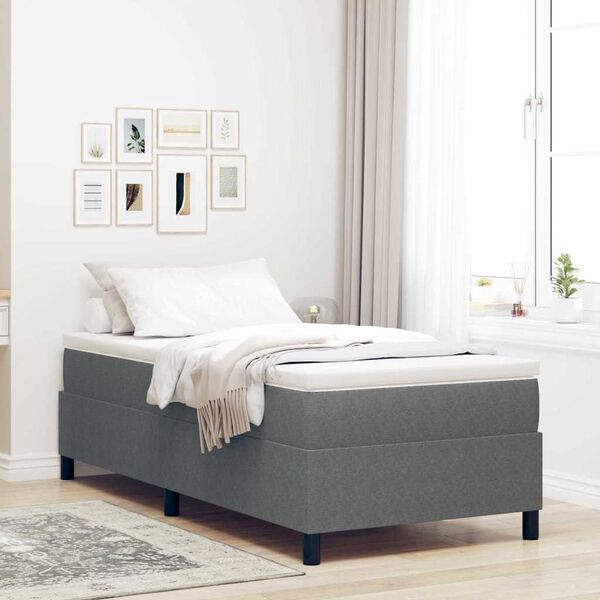 vidaXL Boxspringbett Hellgrau und Wei&szlig; 100 x 200 cm Cordstoff