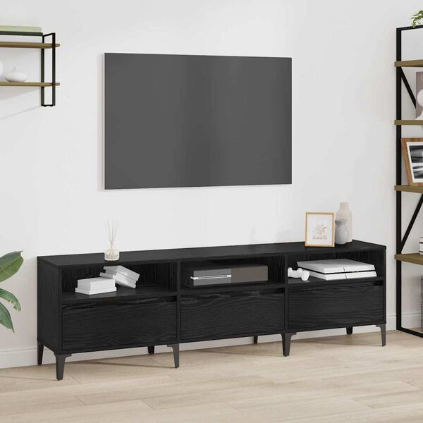 vidaXL TV-Schr&auml;nk mit Schubladen Schwarz Eichen-Optik 150 x 30 x 45 cm