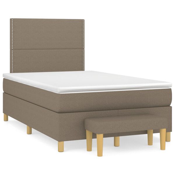 vidaXL Boxspringbett mit Matratze Taupe 120x200 cm Stoff
