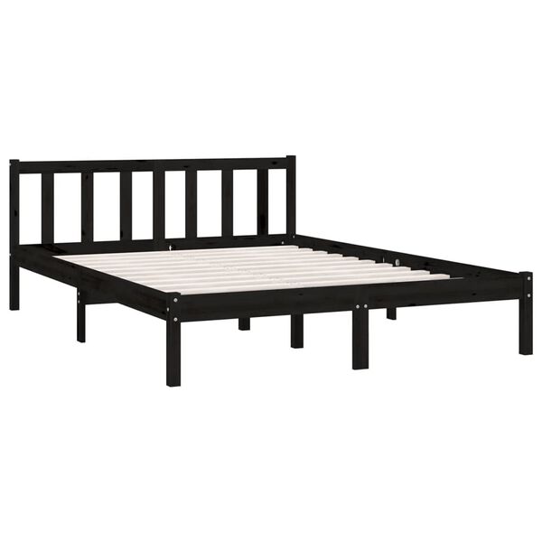 vidaXL Massivholzbett Schwarz Kiefer 135x190 cm