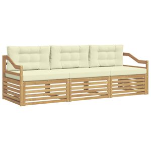 vidaXL Outdoor-Sofagarnitur 3 stk. Wei&szlig; und Creme Polyester