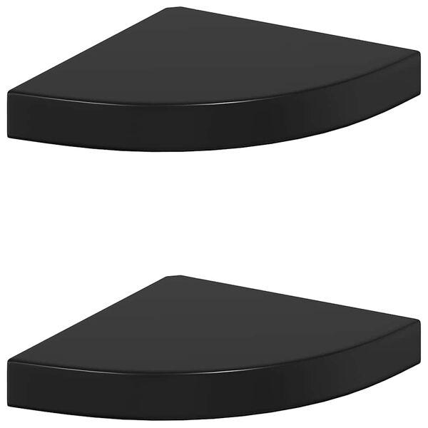 vidaXL Eck-Schweberegale 2 Stk. Hochglanz-Schwarz 25x25x3,8 cm MDF