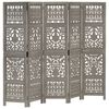 vidaXL 5tlg. Raumteiler Handgeschnitzt Grau 200&times;165cm Mango Massivholz