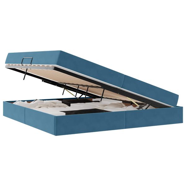 vidaXL Aufbewahrungsbett mit Matratze Dunkelblau 200 x 200 cm Samt