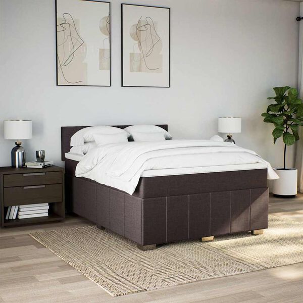 vidaXL Boxspringbett mit Matratze Dunkelbraun 140x190 cm Stoff