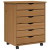 vidaXL Rollschrank mit Schubladen MOSS Honigbraun Massivholz Kiefer