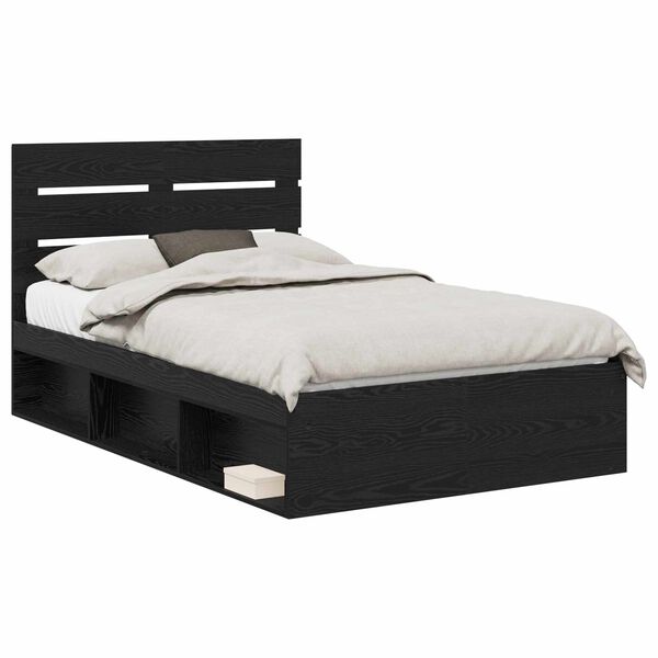 vidaXL Bettrahmen Schwarz 135 x 190 cm Massives Kiefernholz
