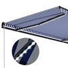 vidaXL Markise Manuell Einziehbar mit LED 300x250 cm Blau & Wei&szlig;