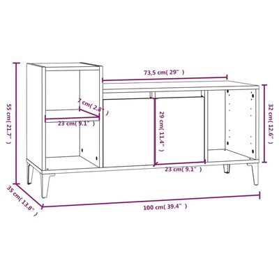 vidaXL TV-Schrank Grau Sonoma 100x35x55 cm Holzwerkstoff