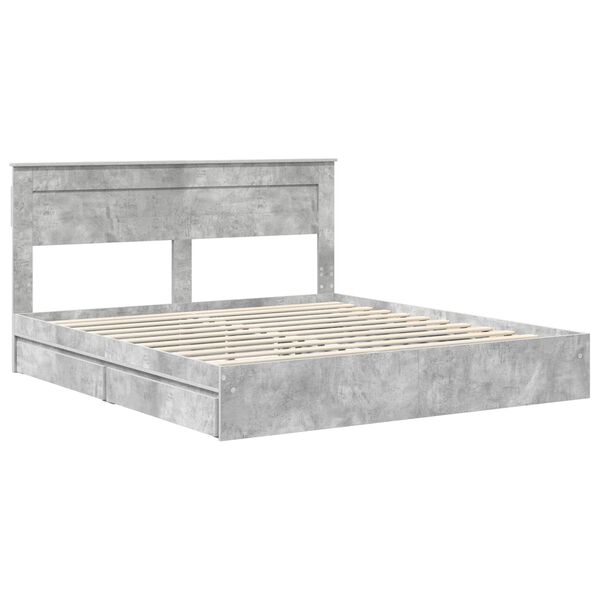 vidaXL Aufbewahrungsbett Beton Grau 200 x 200 cm Holzwerkstoff